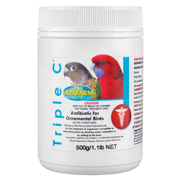 Vetafarm Triple C 500g: Broad-Spectrum Antibiotic Powder for Ornamental Birds