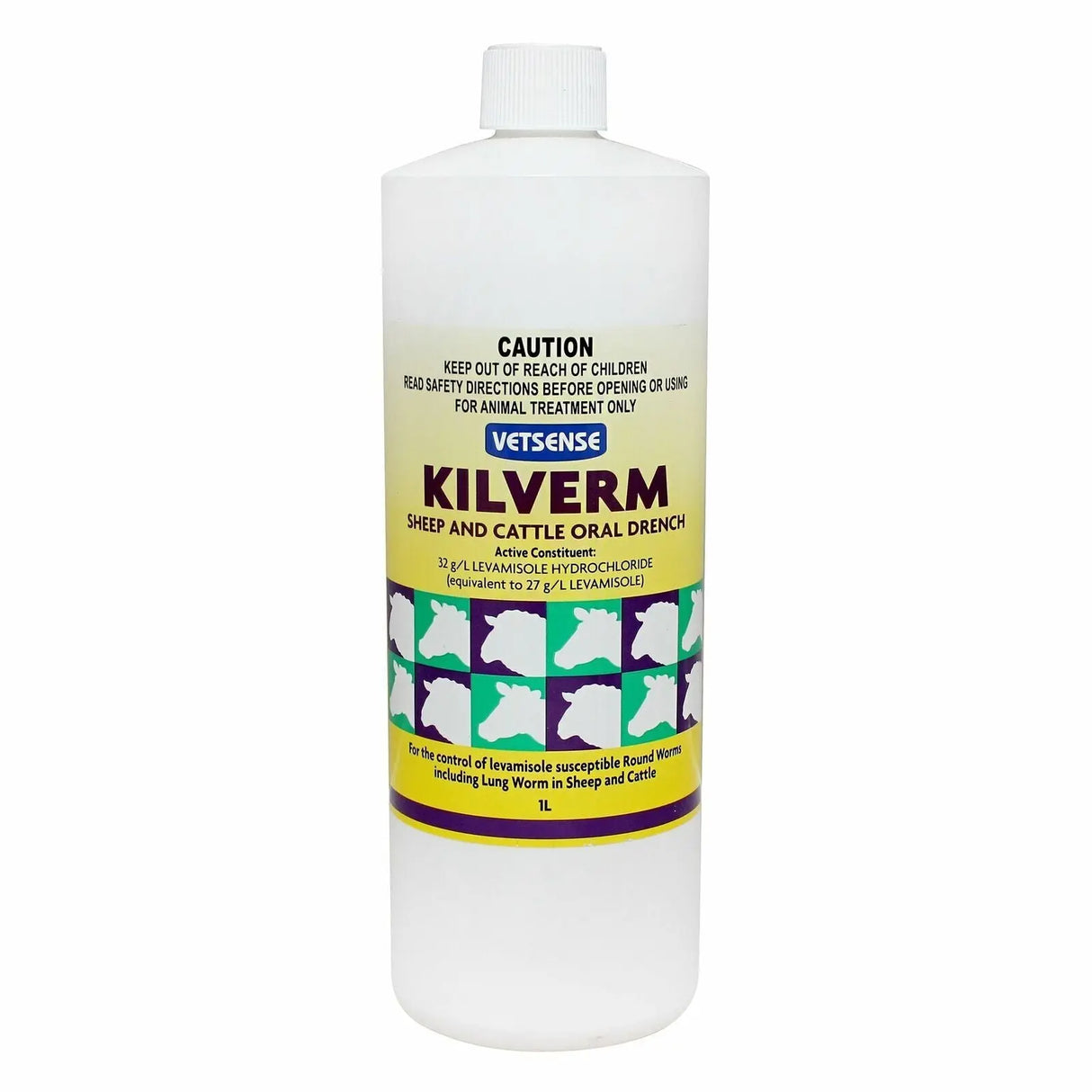 Vetsense Kilverm 1L Sheep & Cattle Oral Drench: Levamisole Wormer for Roundworm and Lungworm