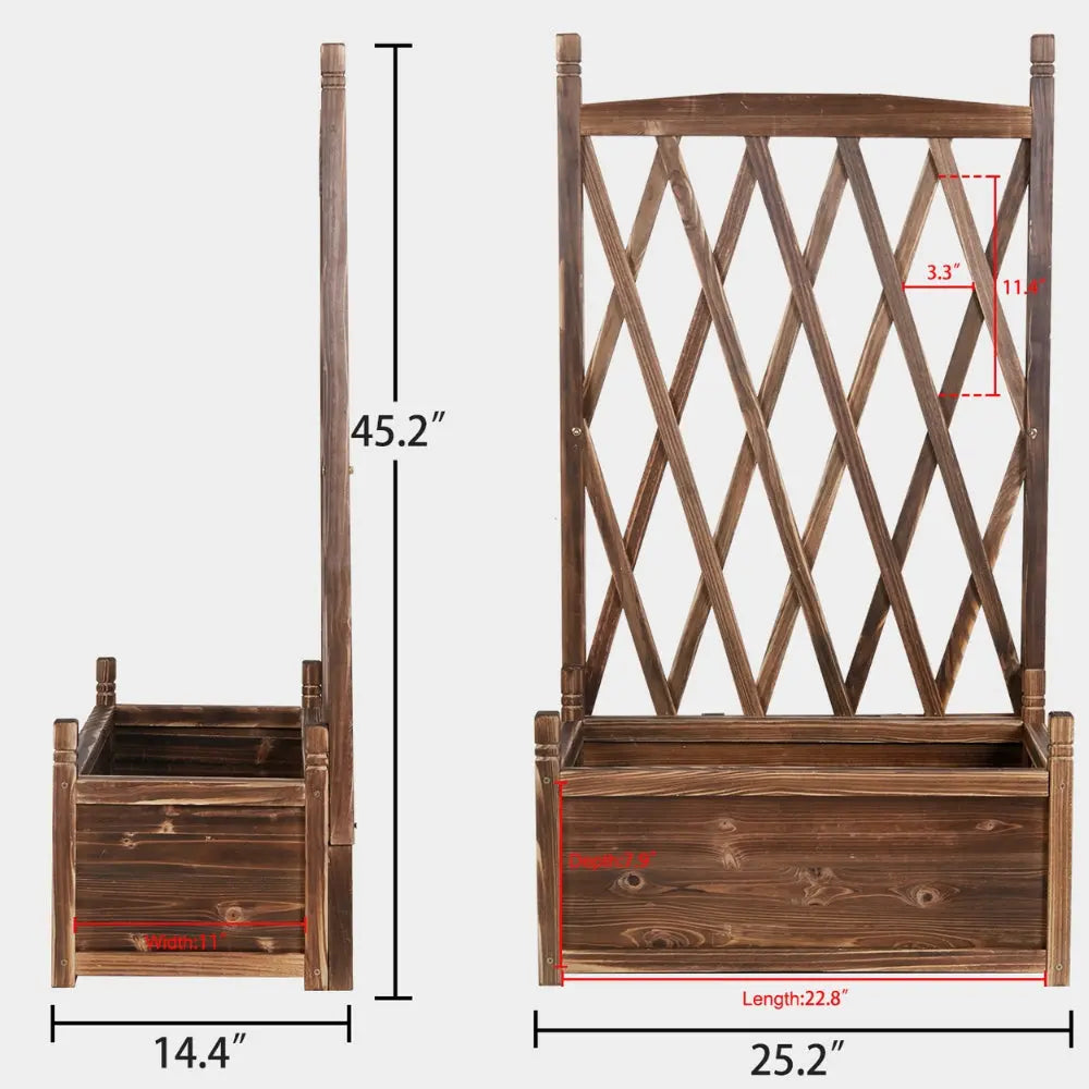 Wooden Raised Plant Garden Elevated Planter Box with Trellis