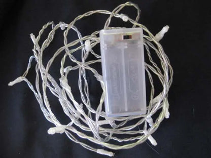 1 Set of 20 LED Plain Artic White Bulb Battery Powered String Lights Christmas Gift Home Wedding Party Bedroom Decoration Table Centrepiece Bonnyrigg Produce & Garden Supplies