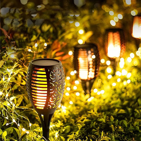 12LED Solar Flame Torch Light