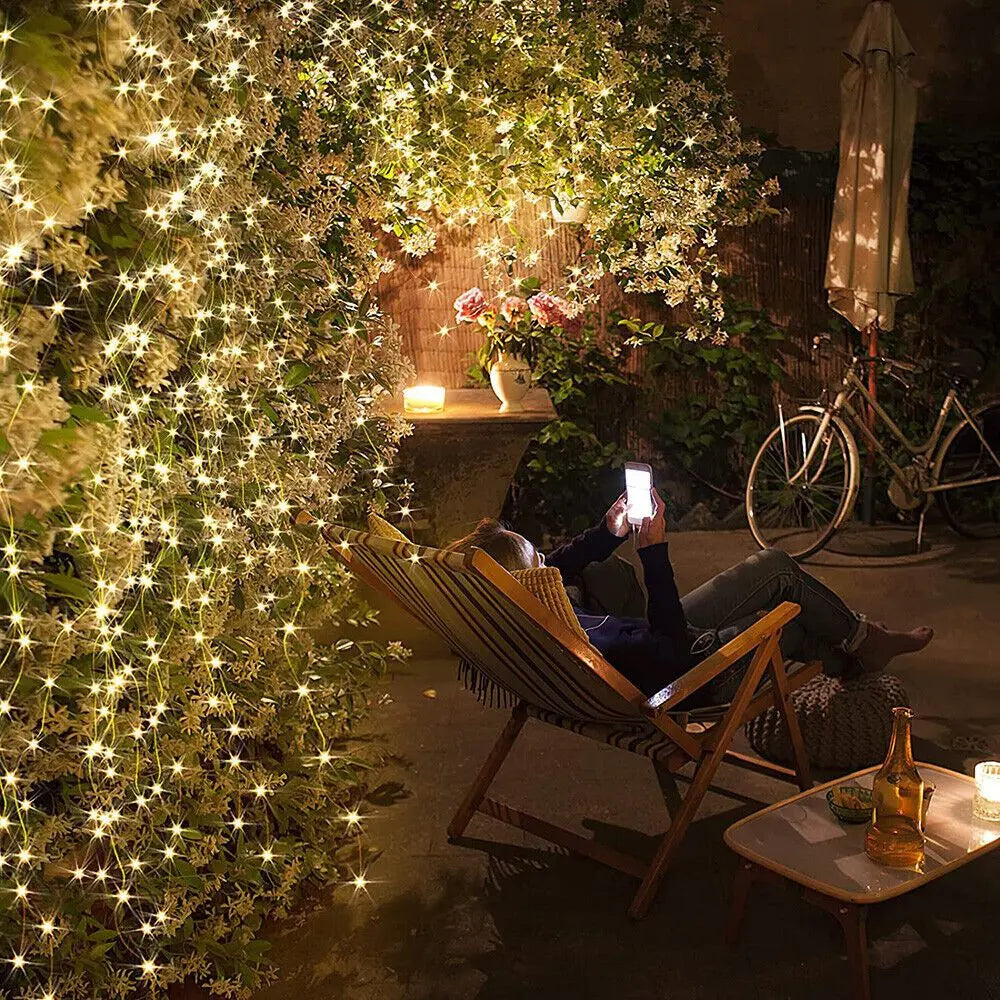 200 LED Solar Waterfall String Lights for Garden Christmas Decor
