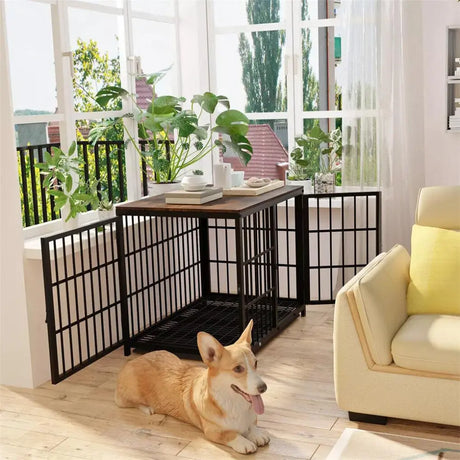 3-Door Furniture Dog Crate End Table | MDF Top