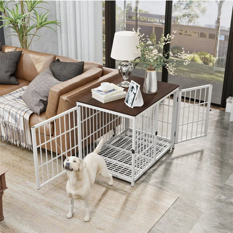 3-Door Furniture Dog Crate End Table | MDF Top