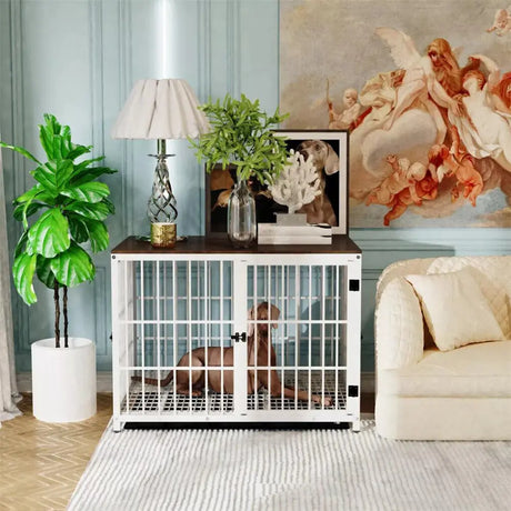 3-Door Furniture Dog Crate End Table | MDF Top