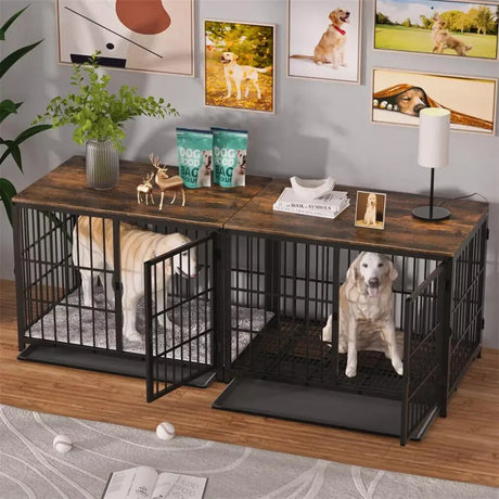 3-Door Furniture Dog Crate End Table | MDF Top