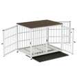 3-Door Furniture Style Dog Crate End Table: Indoor Pet Kennel with Removable Tray