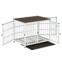 3-Door Furniture Style Dog Crate End Table: Indoor Pet Kennel with Removable Tray