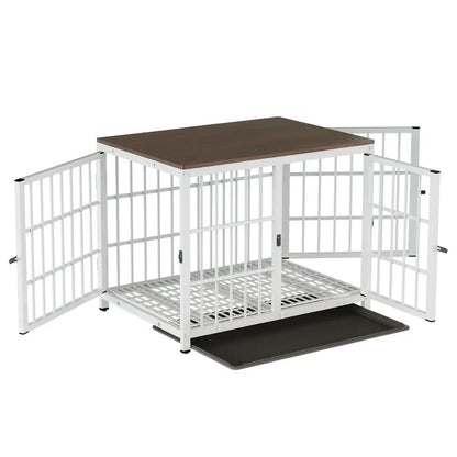 3-Door Dog Furniture Style Dog Crate End Table Pet Kennel with Removable Tray