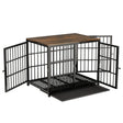 3-Door Furniture Style Dog Crate End Table: Indoor Pet Kennel with Removable Tray