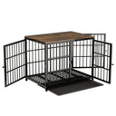 3-Door Furniture Style Dog Crate End Table: Indoor Pet Kennel with Removable Tray