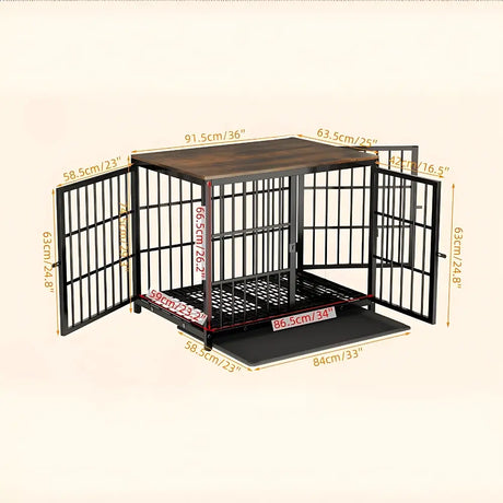  3-Door Furniture Dog Crate End Table | MDF Top