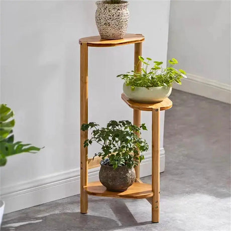 3 Tier Bamboo Tall Corner Plant Rack Planter Stand Flower Pot Holder