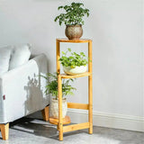 3 Tier Bamboo Tall Corner Plant Rack Planter Stand Flower Pot Holder