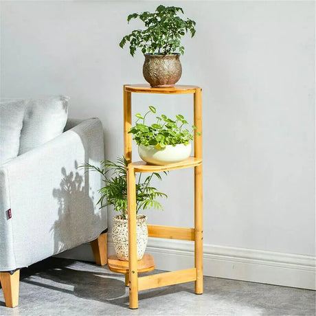 3 Tier Bamboo Tall Corner Plant Rack Planter Stand Flower Pot Holder