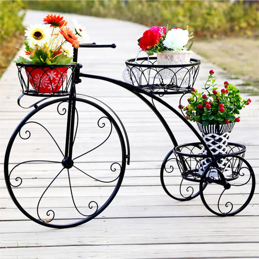 3-Tier Bicycle Plant Stand Wrought Iron Tricycle Planter