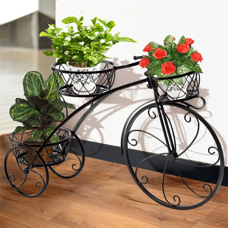 3-Tier Bicycle Plant Stand: Wrought Iron Tricycle Planter for Indoor and Outdoor