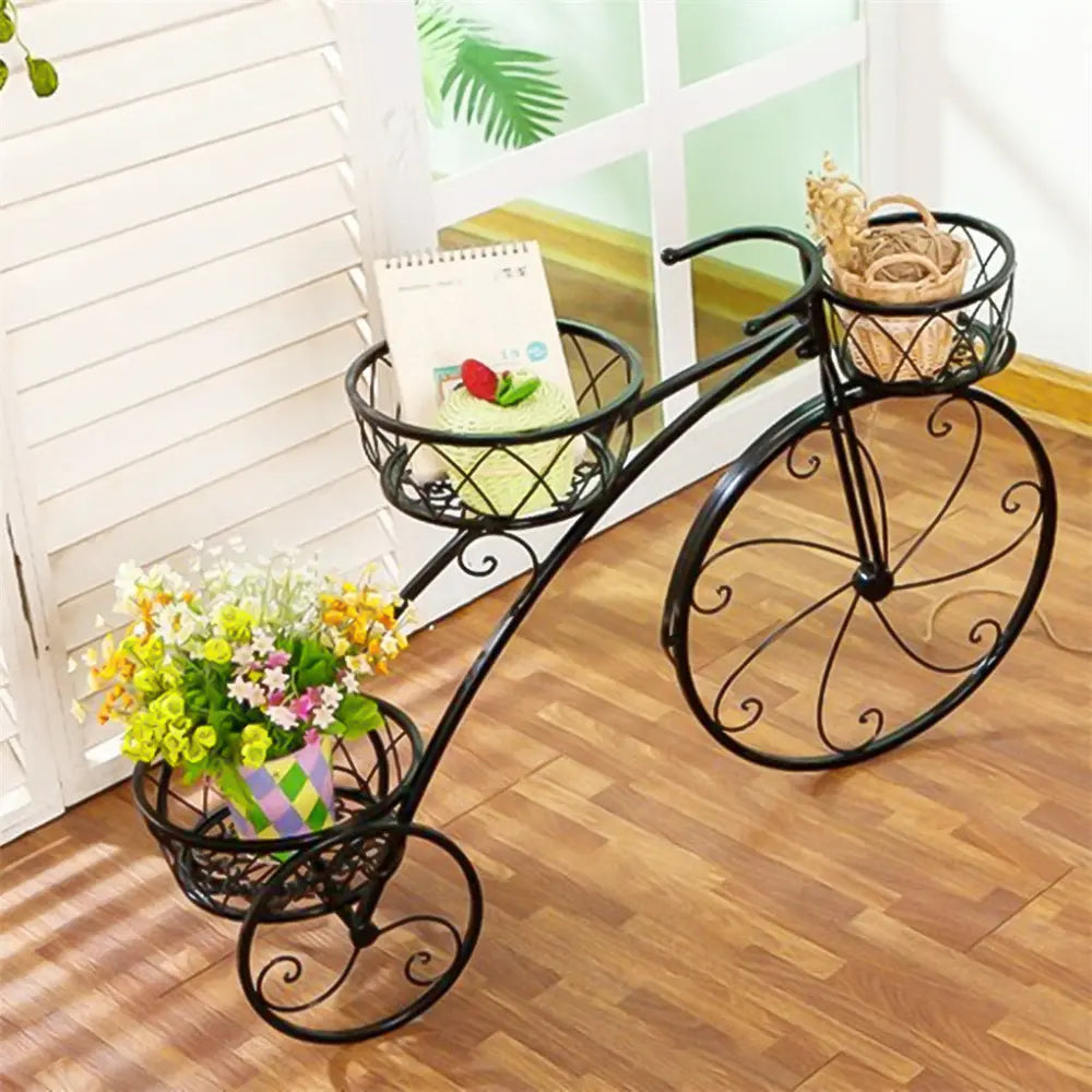 3-Tier Bicycle Plant Stand: Wrought Iron Tricycle Planter for Indoor and Outdoor
