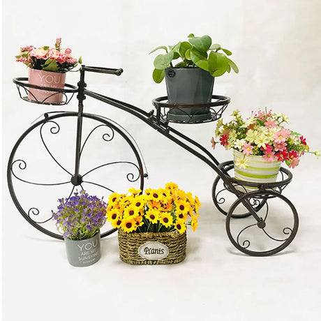 3-Tier Bicycle Plant Stand: Wrought Iron Tricycle Planter for Indoor and Outdoor