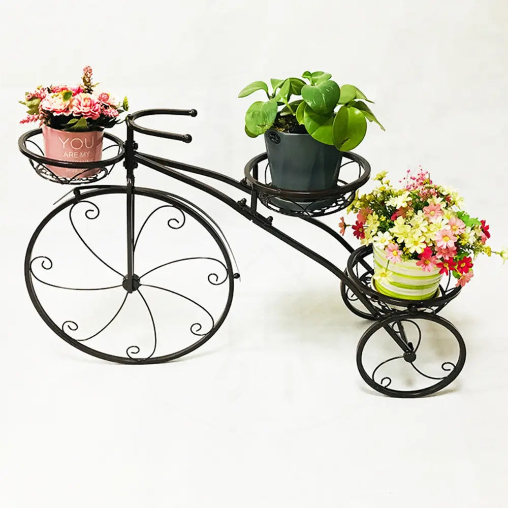 3-Tier Bicycle Plant Stand: Wrought Iron Tricycle Planter for Indoor and Outdoor