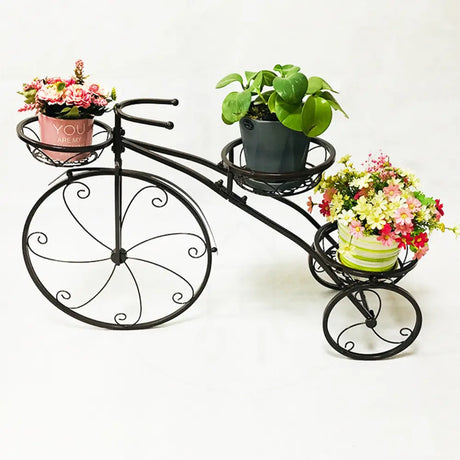 3-Tier Bicycle Plant Stand: Wrought Iron Tricycle Planter for Indoor and Outdoor
