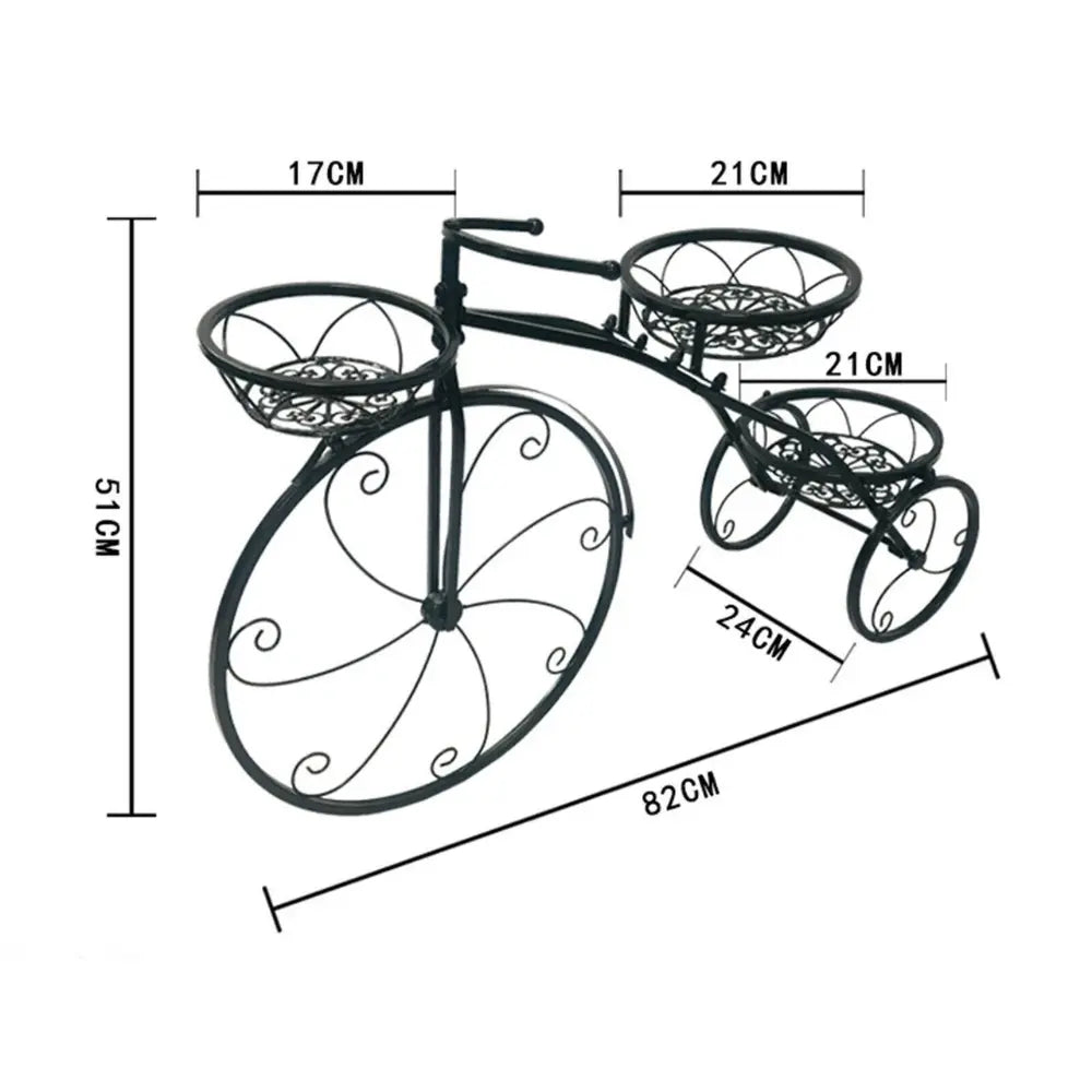 3-Tier Bicycle Plant Stand: Wrought Iron Tricycle Planter for Indoor and Outdoor