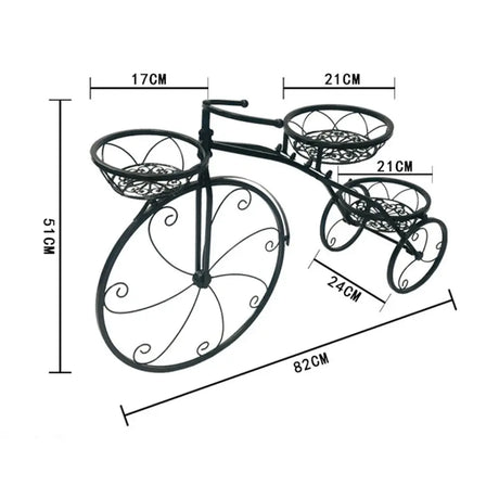 3-Tier Bicycle Plant Stand: Wrought Iron Tricycle Planter for Indoor and Outdoor