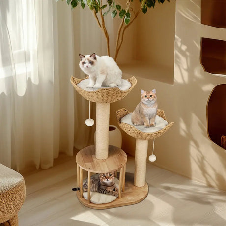 3 Tier Cat Climbing Tree – Indoor Activity Tower with Scratching Posts & Condo