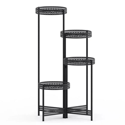 4 Tier Metal Flower Pot Rack Corner Shelving Storage Shelf