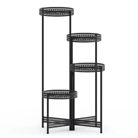 4 Tier Metal Flower Pot Rack Corner Shelving Storage Shelf