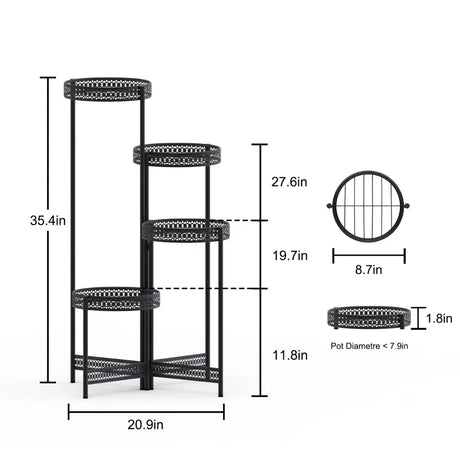 4 Tier Metal Flower Pot Rack Corner Shelving Storage Shelf