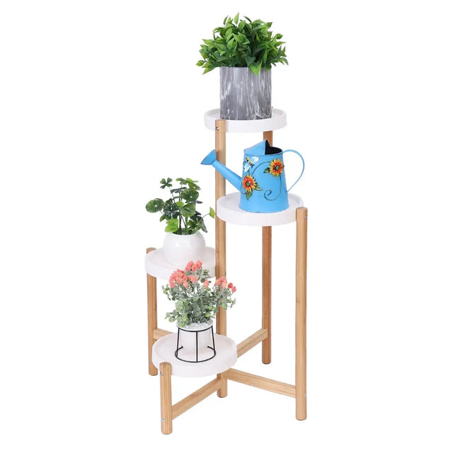 4 Tier Plant Shelf Stand Bamboo Plant Pot Holder Tall Flower Stand Rack
