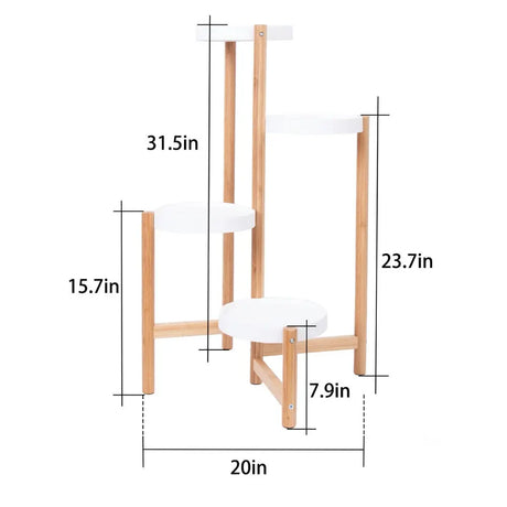 4 Tier Plant Shelf Stand Bamboo Plant Pot Holder Tall Flower Stand Rack