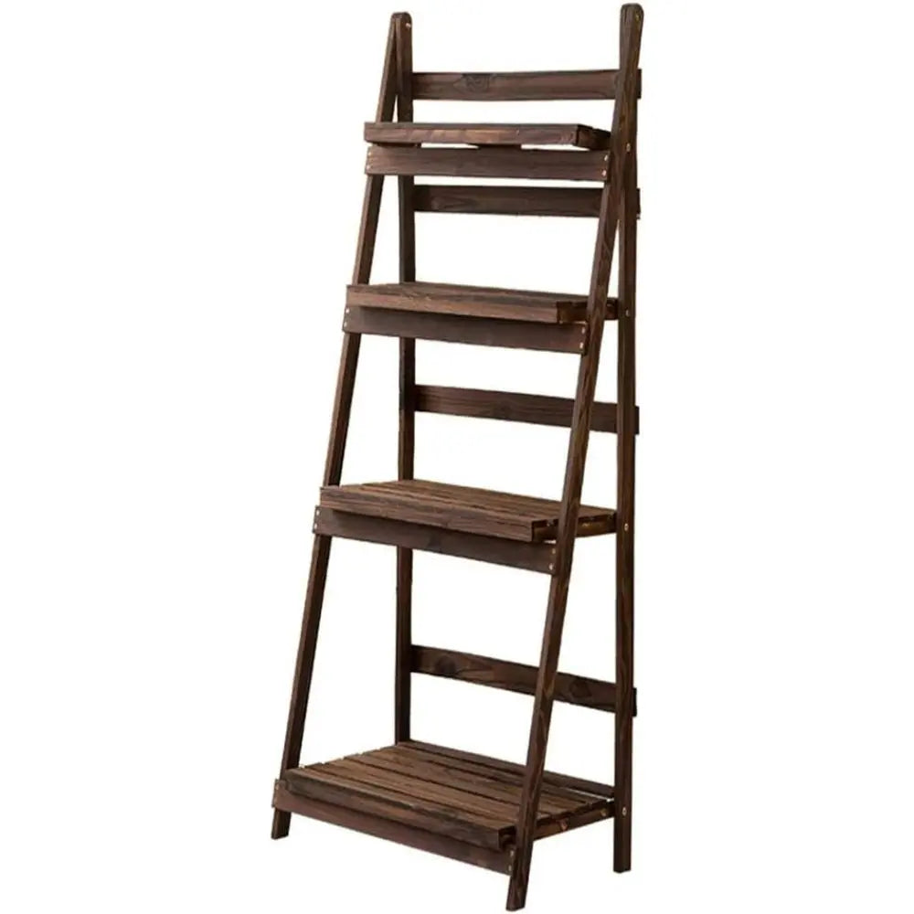 4 Tier Plant Stand Flower Display Stand Folding Wooden Ladder Storage Rack