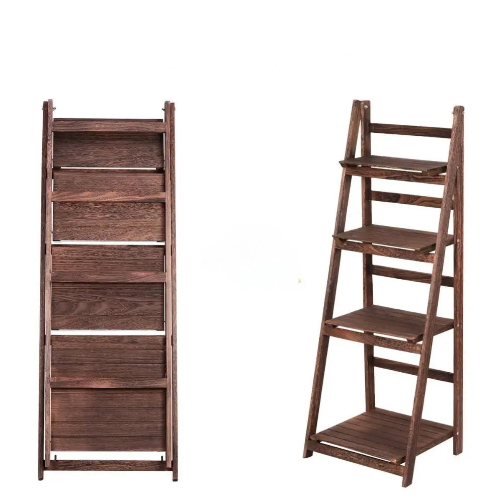 4 Tier Plant Stand Flower Display Stand Folding Wooden Ladder Storage Rack