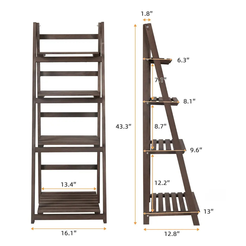 4 Tier Plant Stand Flower Display Stand Folding Wooden Ladder Storage Rack