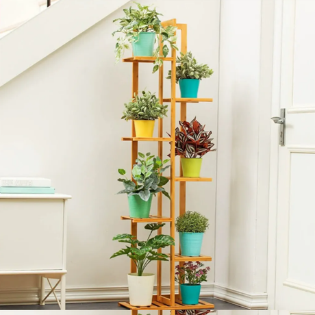 5/6 Pot Vertically Bamboo Flower Shelf Rack Pots Display Corner Shelving