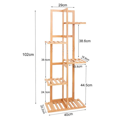 5/6 Pot Vertically Bamboo Flower Shelf Rack Pots Display Corner Shelving