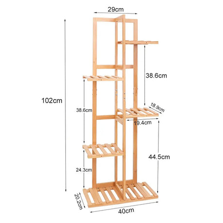 5/6 Pot Vertically Bamboo Flower Shelf Rack Pots Display Corner Shelving