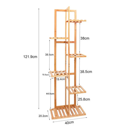 5/6 Pot Vertically Bamboo Flower Shelf Rack Pots Display Corner Shelving
