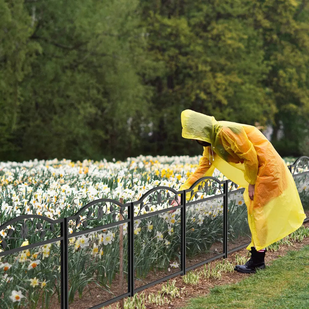 5 Panel Garden Entry Path Fence Black Metal Garden Barrier Border