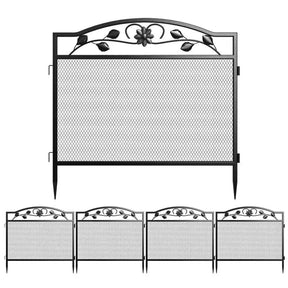 5 Panel Garden Entry Path Fence Black Metal Garden Barrier Border