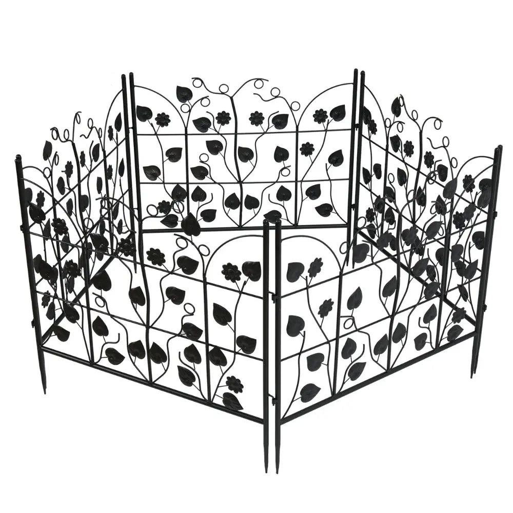 5 Piece Metal Garden Fence Set for Outdoor Garden