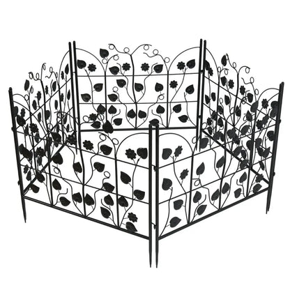 5 Piece Metal Garden Fence Set for Outdoor Garden