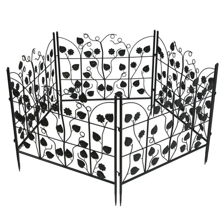 5 Piece Metal Garden Fence Set for Outdoor Garden