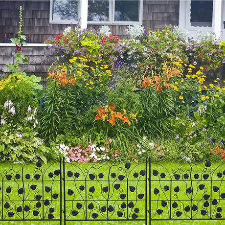 5 Piece Metal Garden Fence Set for Outdoor Garden
