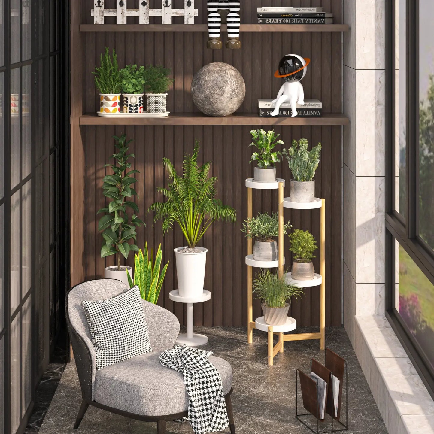 5 Tier Tall Corner Plant Stand Holder and Display Rack