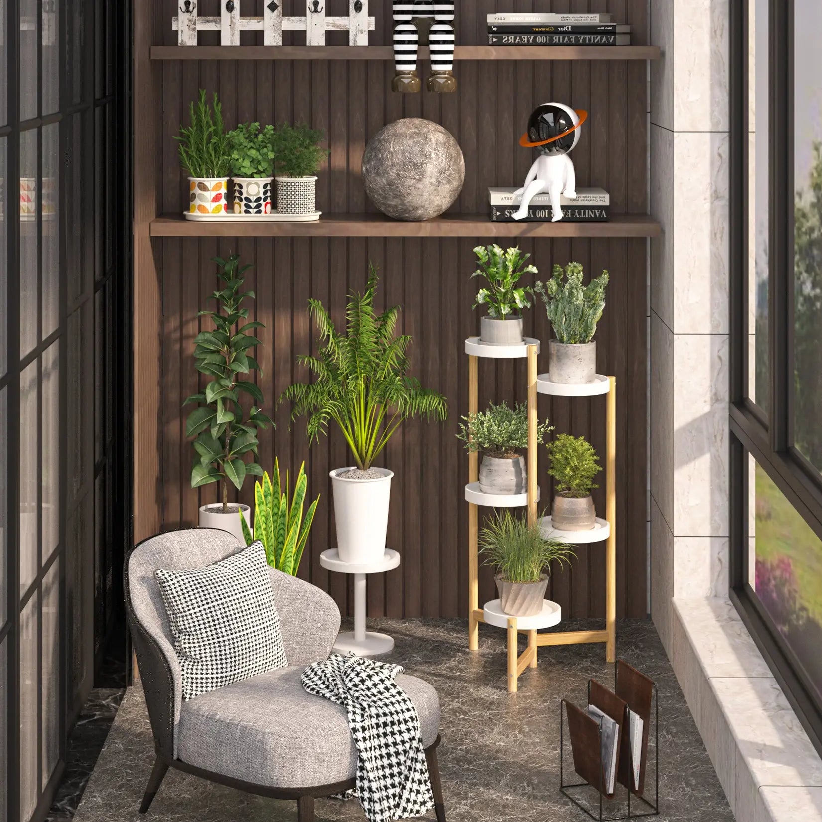 5 Tier Tall Corner Plant Stand Holder and Display Rack
