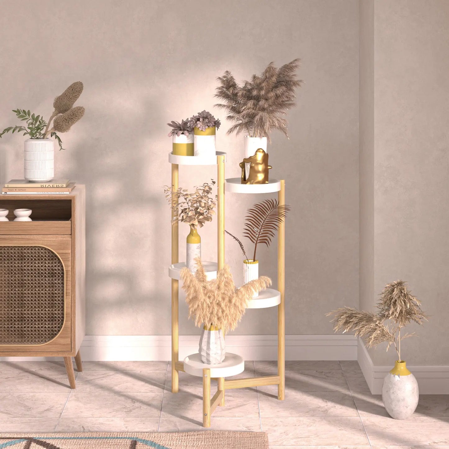 5 Tier Tall Corner Plant Stand Holder and Display Rack