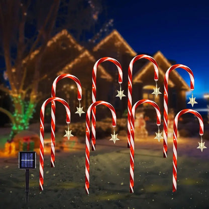 5PCS Set Solar Cane Light Outdoor Waterproof Christmas Candy Ground Light Garden